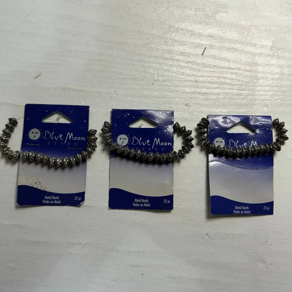 Blue Moon Beads Silver Metal Rondelle Findings Lot 7 Packs